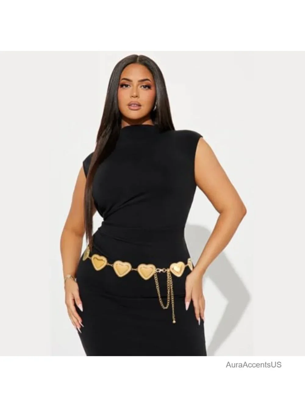 Chunky Metal Waist Chain Belt for Dresses - Adjustable Lobster Clasp